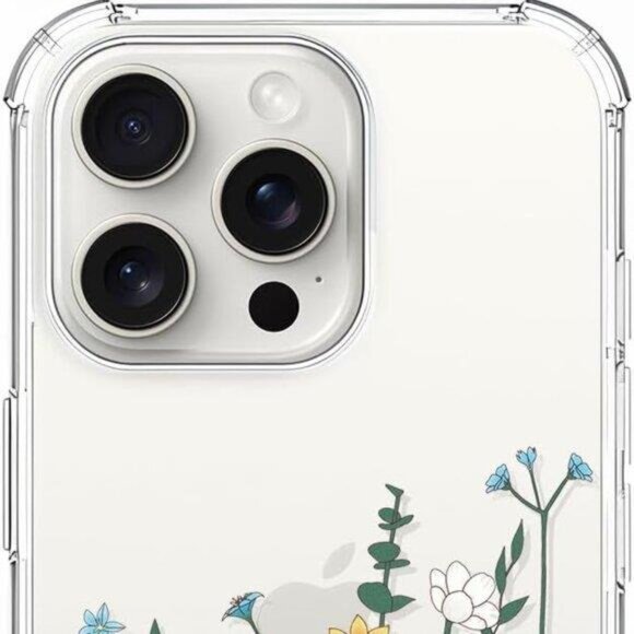 iPhone 16 Pro Cute Pretty Flower Clear Transparent Girl Wireless Charging Case - Picture 3 of 4